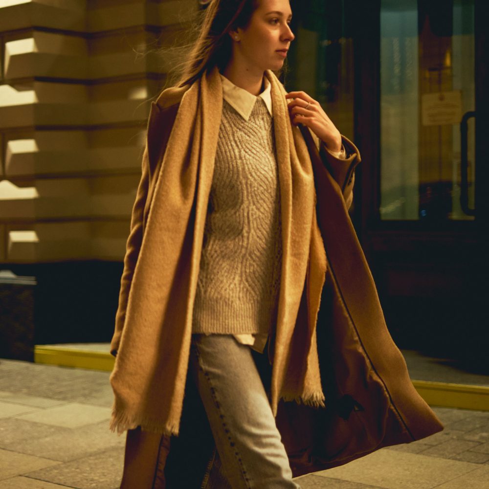 Model wearing the fall collection on West Cary Street in Carytown
