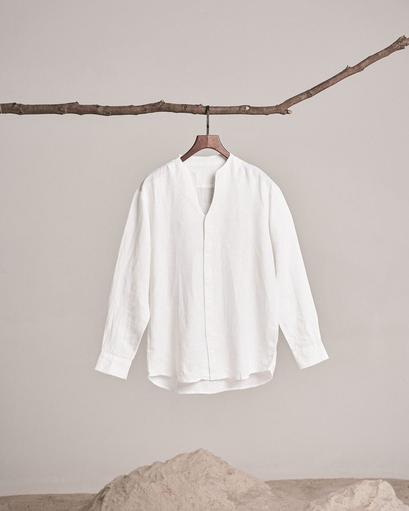 Sheppard Linen Shirt in chalk European linen