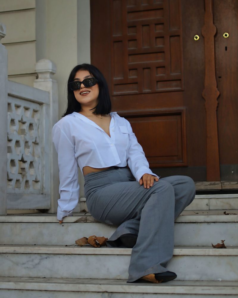 Hanover Wide-Leg Trouser in storm grey cotton twill