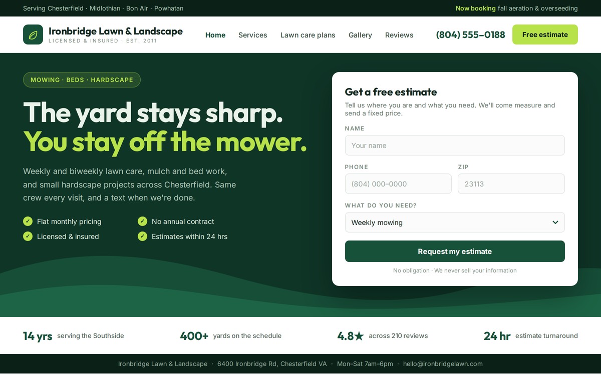 Homepage of Ironbridge Lawn & Landscape