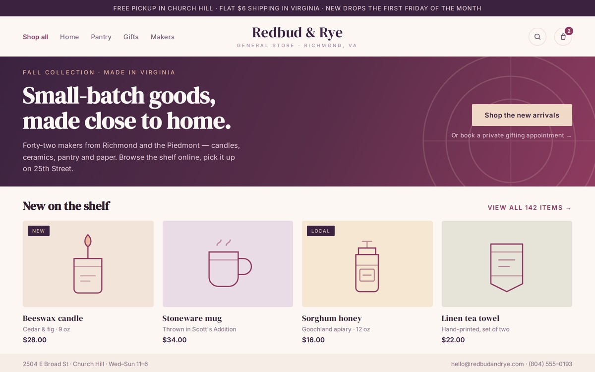 Homepage of Redbud & Rye